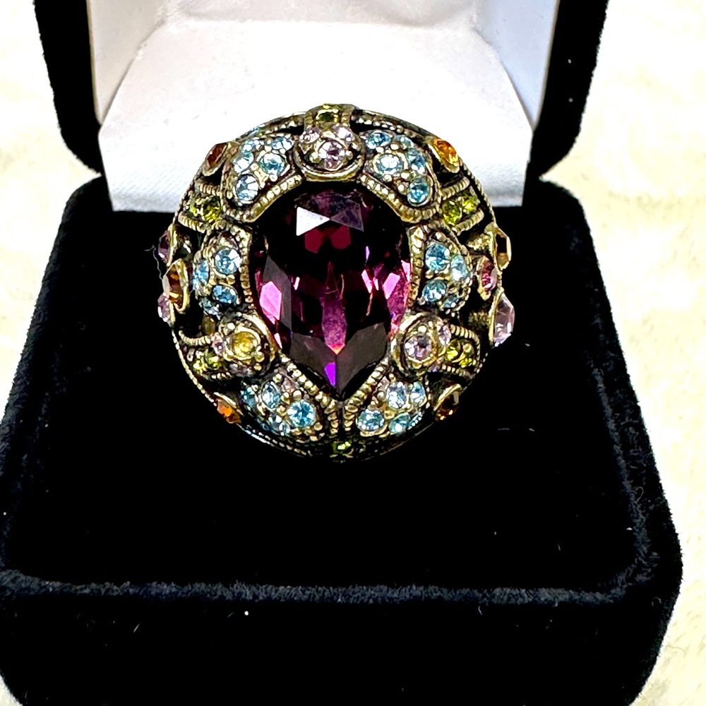 Heidi Daus Purple Domed Dragonfly Cocktail Ring